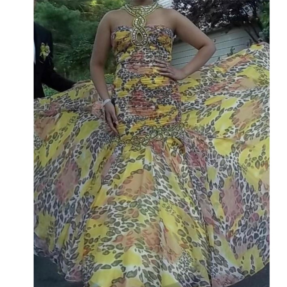 Tiffany cheetah/ floral extravagant designer dress - Picture 2 of 5